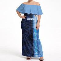Custom Argentina World Football 2026 Off Shoulder Maxi Dress La Albiceleste 4th Champion Proud