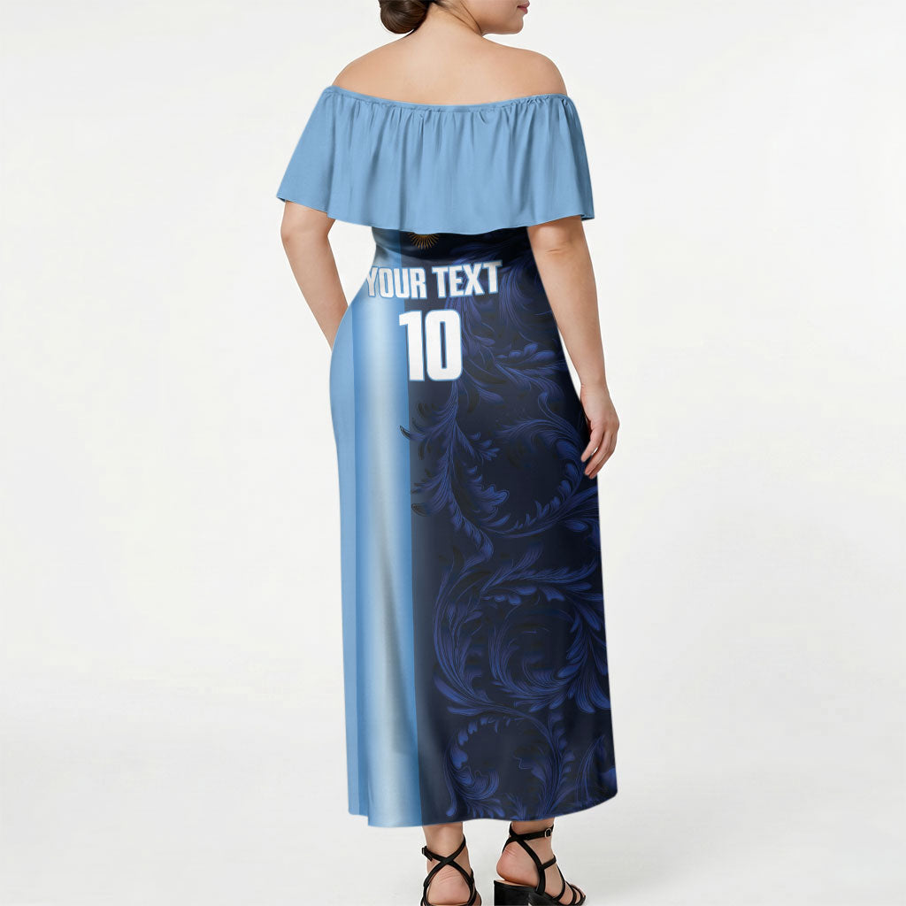 Custom Argentina World Football 2026 Off Shoulder Maxi Dress La Albiceleste 4th Champion Proud