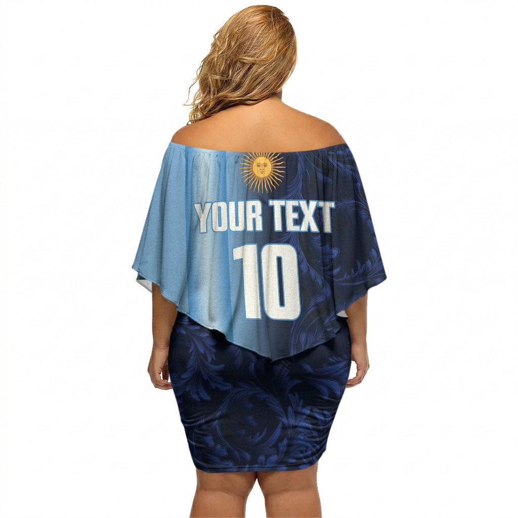 Custom Argentina World Football 2026 Off Shoulder Short Dress La Albiceleste 4th Champion Proud