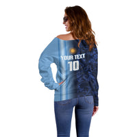 Custom Argentina World Football 2026 Off Shoulder Sweater La Albiceleste 4th Champion Proud