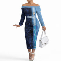 Custom Argentina World Football 2026 Off The Shoulder Long Sleeve Dress La Albiceleste 4th Champion Proud