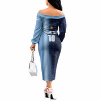 Custom Argentina World Football 2026 Off The Shoulder Long Sleeve Dress La Albiceleste 4th Champion Proud