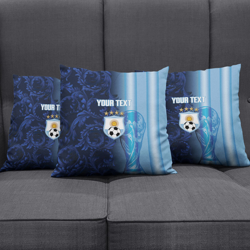 Custom Argentina World Football 2026 Pillow Cover La Albiceleste 4th Champion Proud
