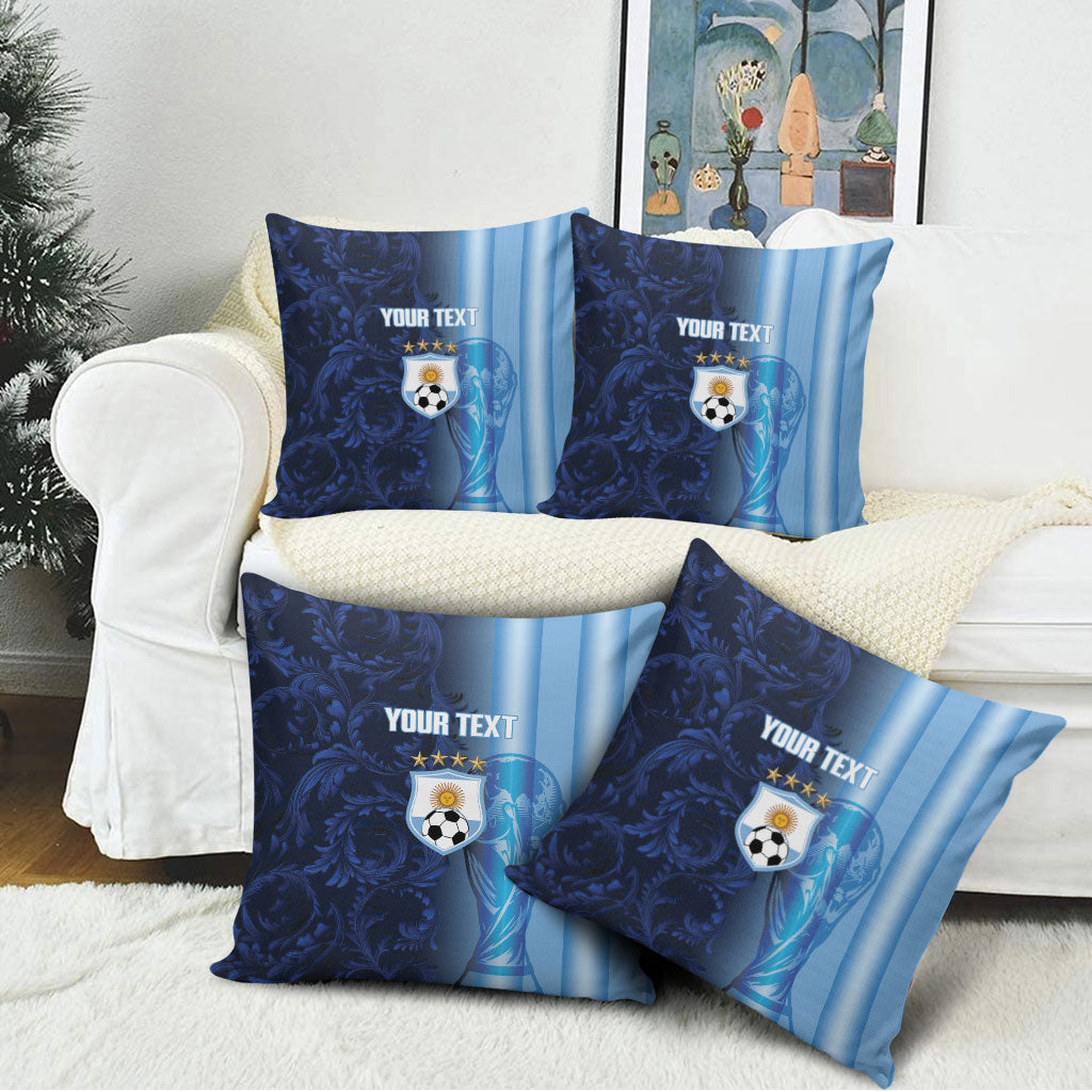 Custom Argentina World Football 2026 Pillow Cover La Albiceleste 4th Champion Proud