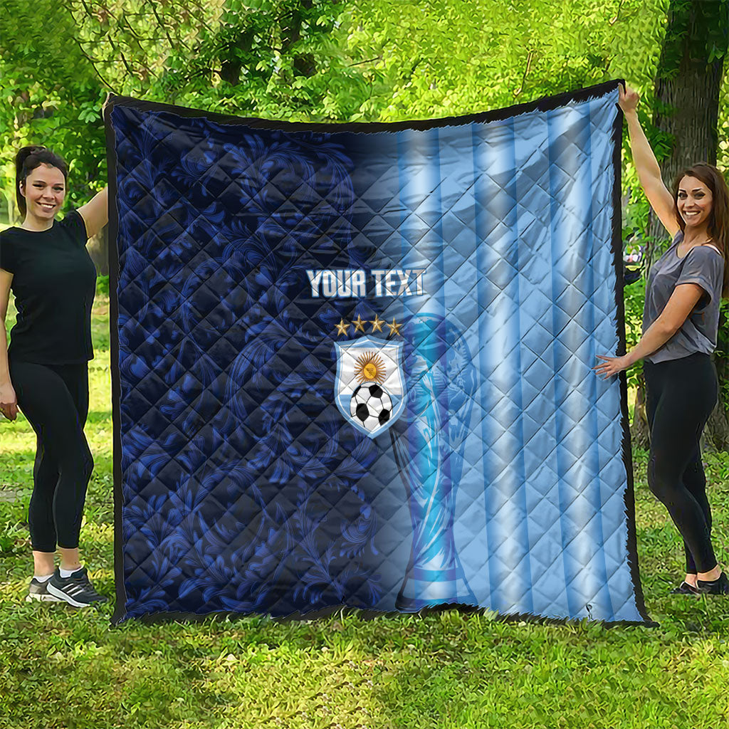 Custom Argentina World Football 2026 Quilt La Albiceleste 4th Champion Proud