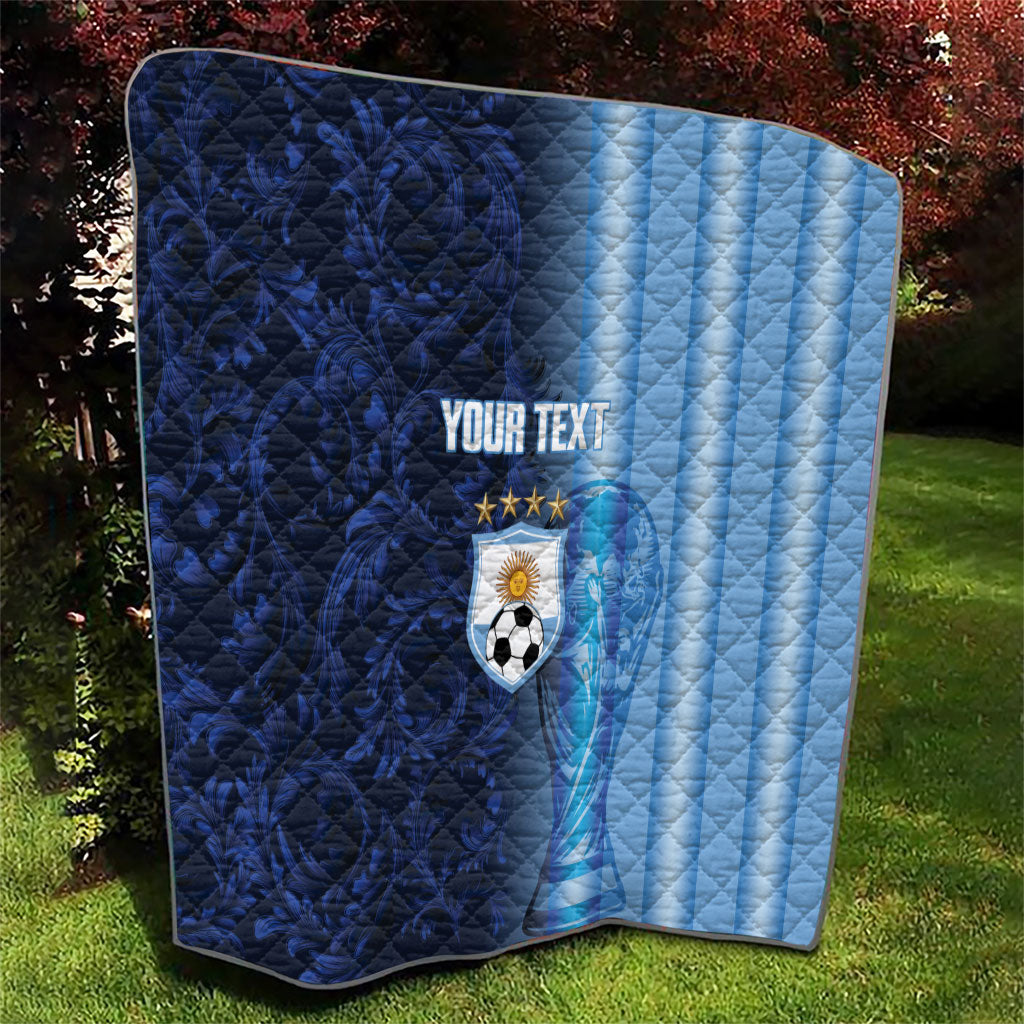 Custom Argentina World Football 2026 Quilt La Albiceleste 4th Champion Proud
