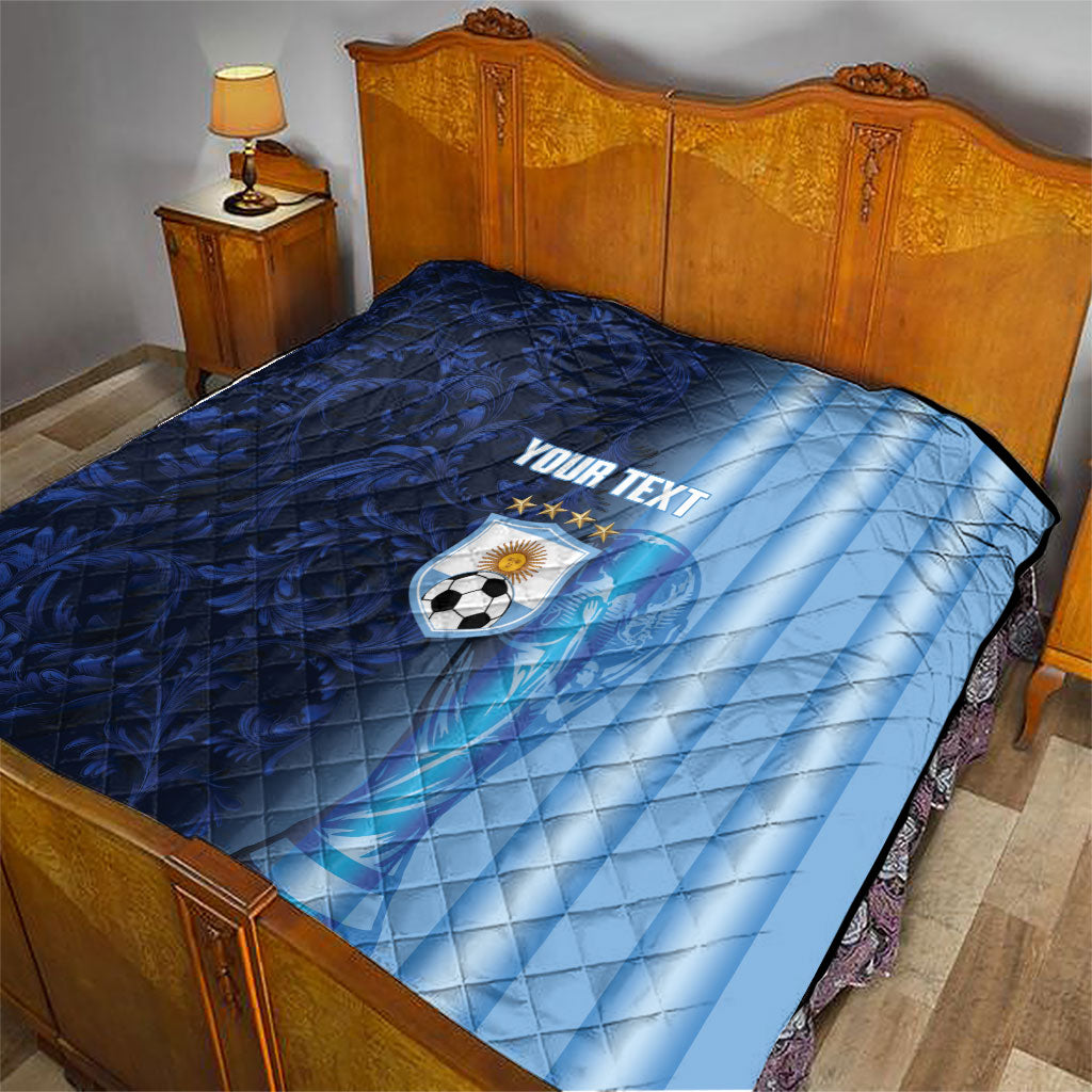 Custom Argentina World Football 2026 Quilt La Albiceleste 4th Champion Proud