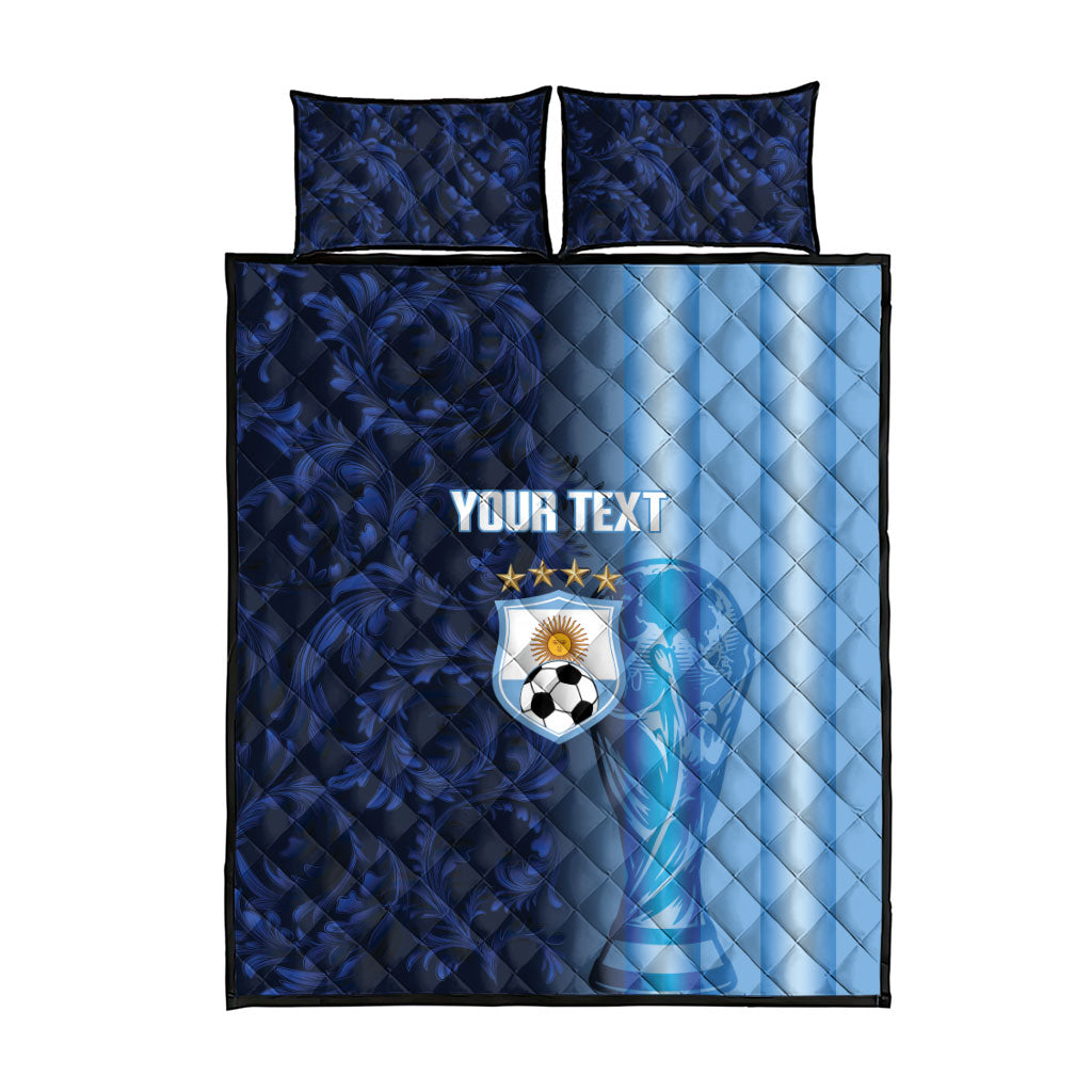 Custom Argentina World Football 2026 Quilt Bed Set La Albiceleste 4th Champion Proud