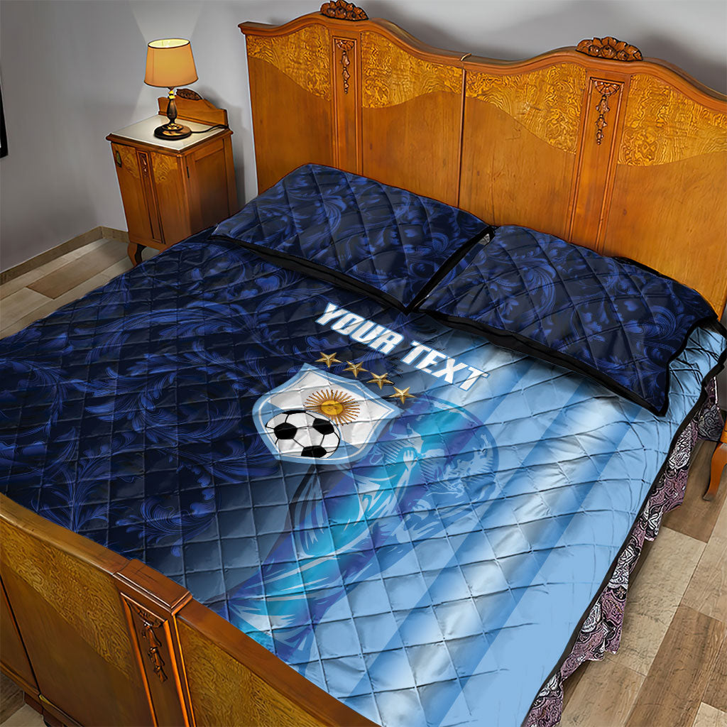 Custom Argentina World Football 2026 Quilt Bed Set La Albiceleste 4th Champion Proud