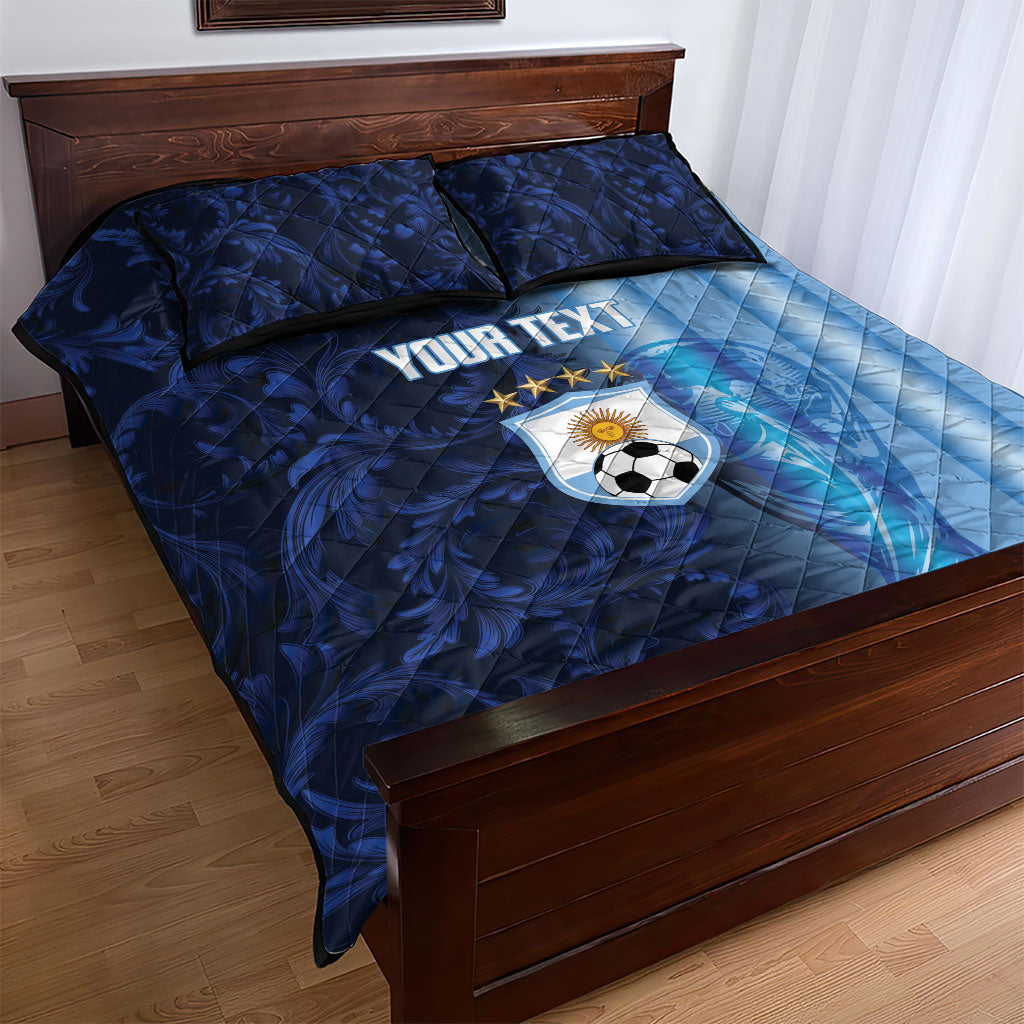 Custom Argentina World Football 2026 Quilt Bed Set La Albiceleste 4th Champion Proud