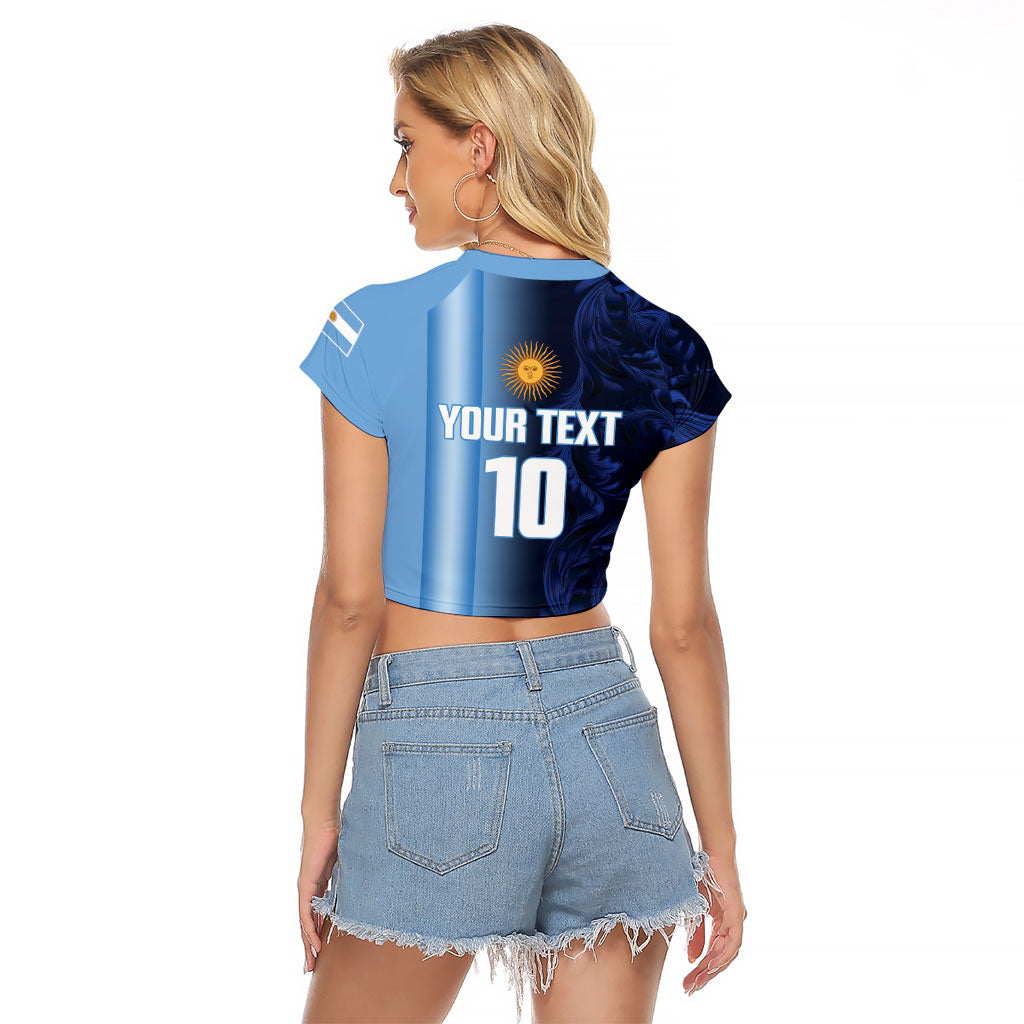 Custom Argentina World Football 2026 Raglan Cropped T Shirt La Albiceleste 4th Champion Proud