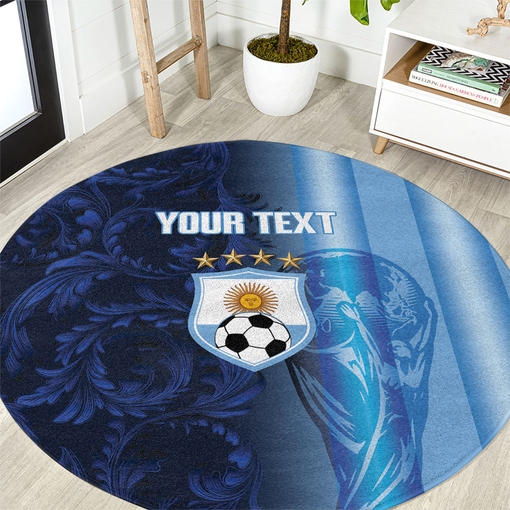 Custom Argentina World Football 2026 Round Carpet La Albiceleste 4th Champion Proud