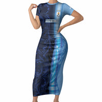 Custom Argentina World Football 2026 Short Sleeve Bodycon Dress La Albiceleste 4th Champion Proud