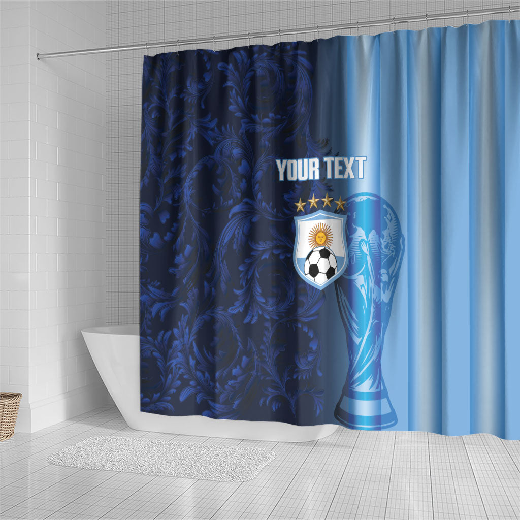 Custom Argentina World Football 2026 Shower Curtain La Albiceleste 4th Champion Proud
