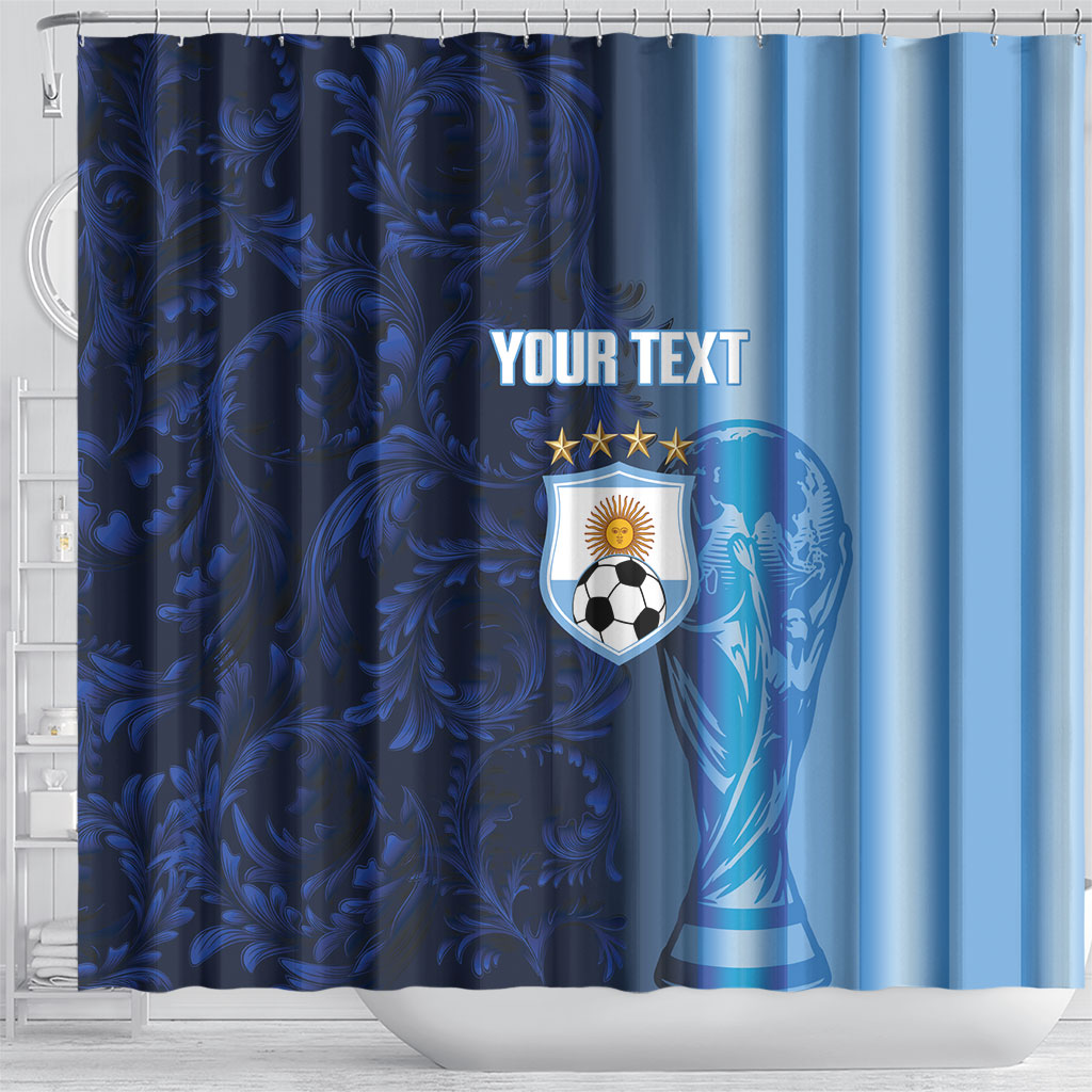 Custom Argentina World Football 2026 Shower Curtain La Albiceleste 4th Champion Proud