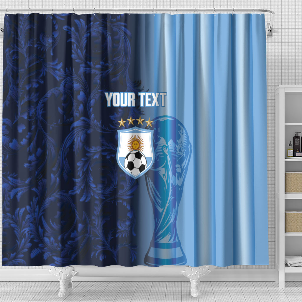 Custom Argentina World Football 2026 Shower Curtain La Albiceleste 4th Champion Proud