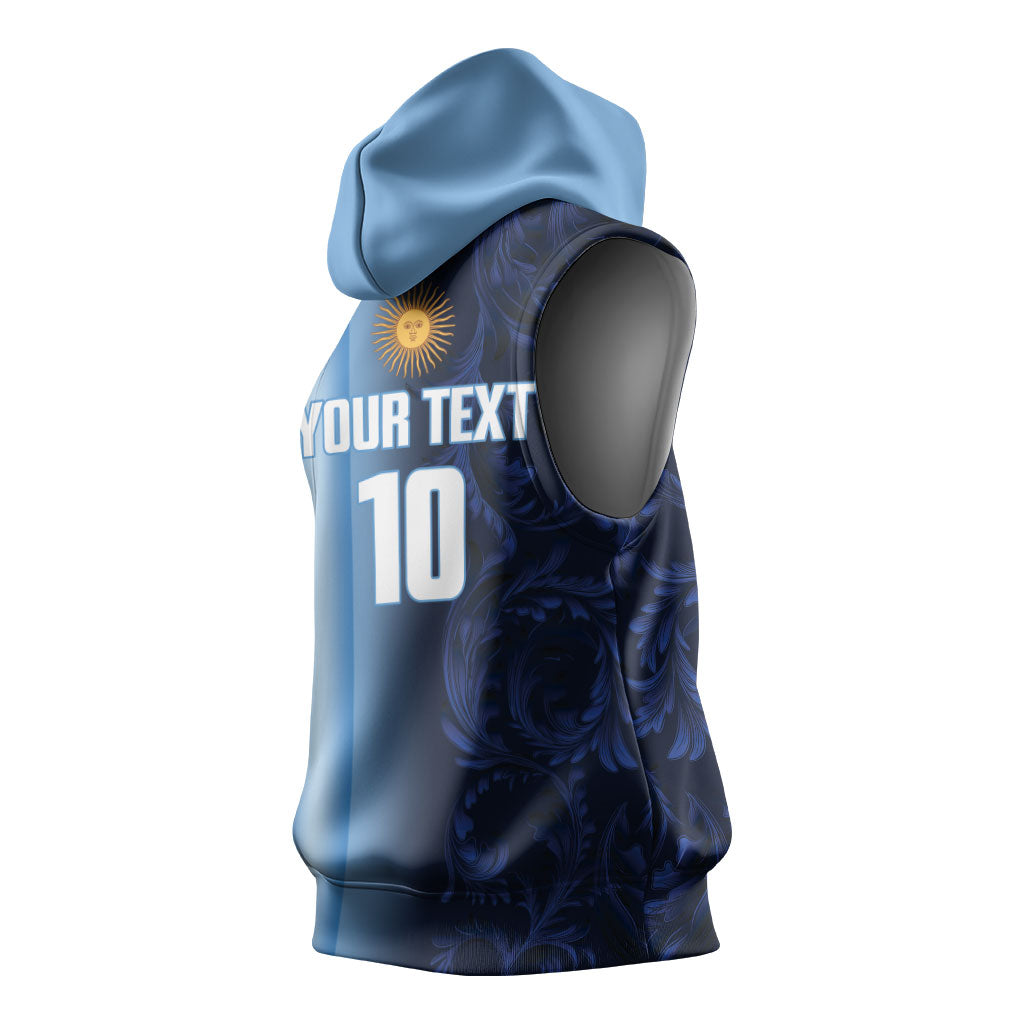 Custom Argentina World Football 2026 Sleeveless Hoodie La Albiceleste 4th Champion Proud
