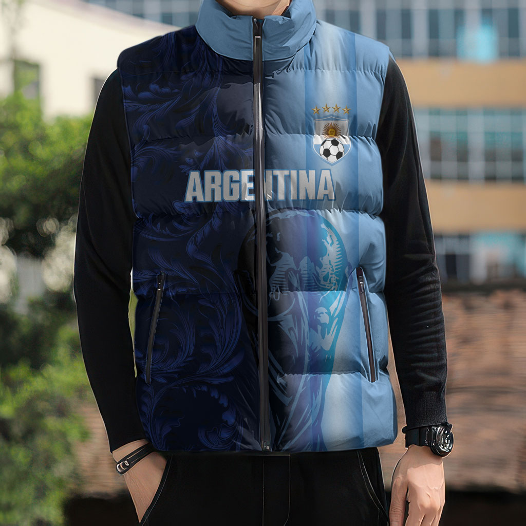 Custom Argentina World Football 2026 Sleeveless Puffer Jacket La Albiceleste 4th Champion Proud