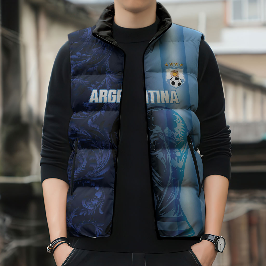 Custom Argentina World Football 2026 Sleeveless Puffer Jacket La Albiceleste 4th Champion Proud