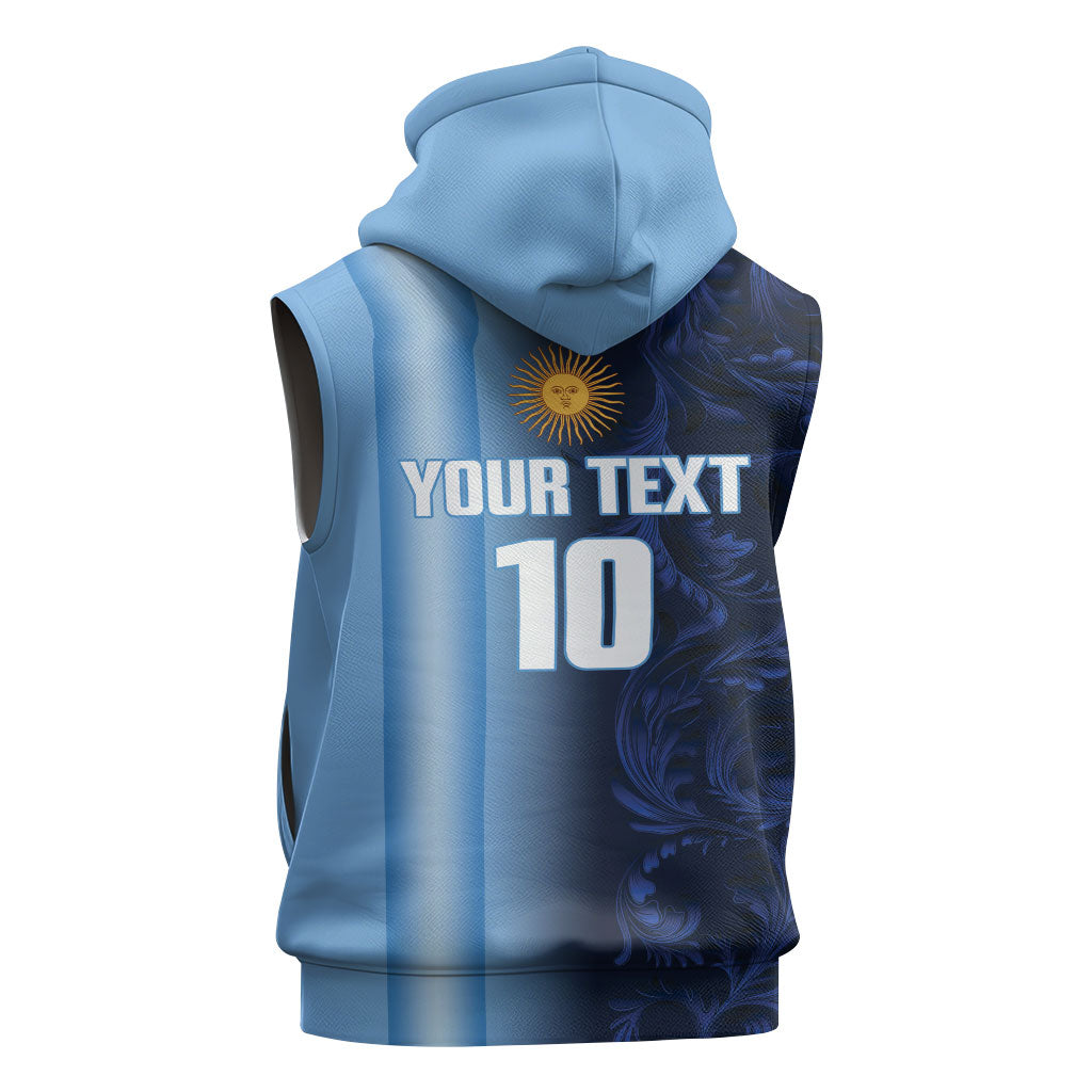 Custom Argentina World Football 2026 Sleeveless Zip Hoodie La Albiceleste 4th Champion Proud