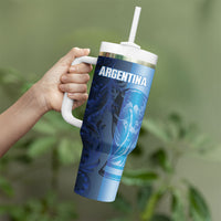 Custom Argentina World Football 2026 Tumbler With Handle La Albiceleste 4th Champion Proud