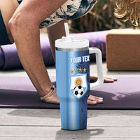 Custom Argentina World Football 2026 Tumbler With Handle La Albiceleste 4th Champion Proud