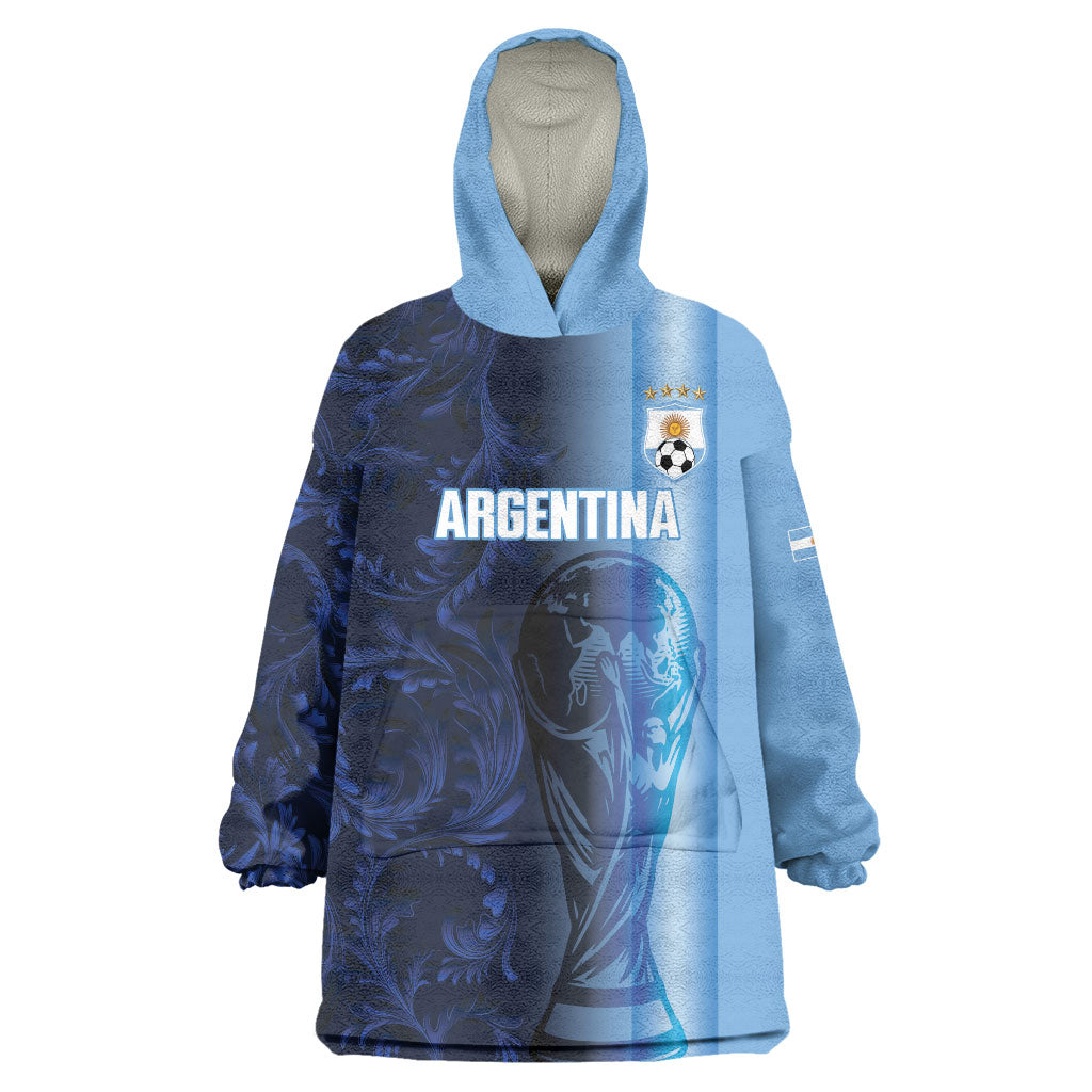 Custom Argentina World Football 2026 Wearable Blanket Hoodie La Albiceleste 4th Champion Proud