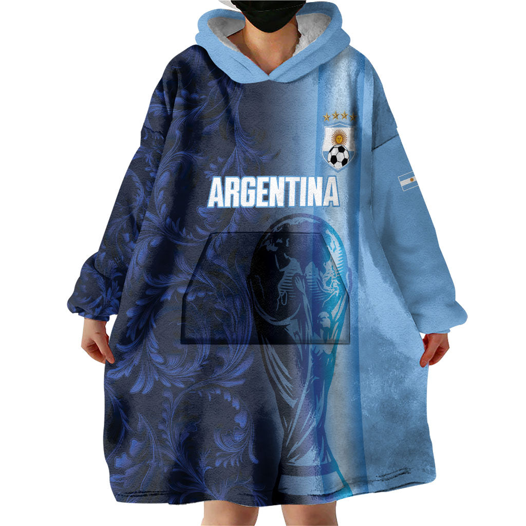 Custom Argentina World Football 2026 Wearable Blanket Hoodie La Albiceleste 4th Champion Proud