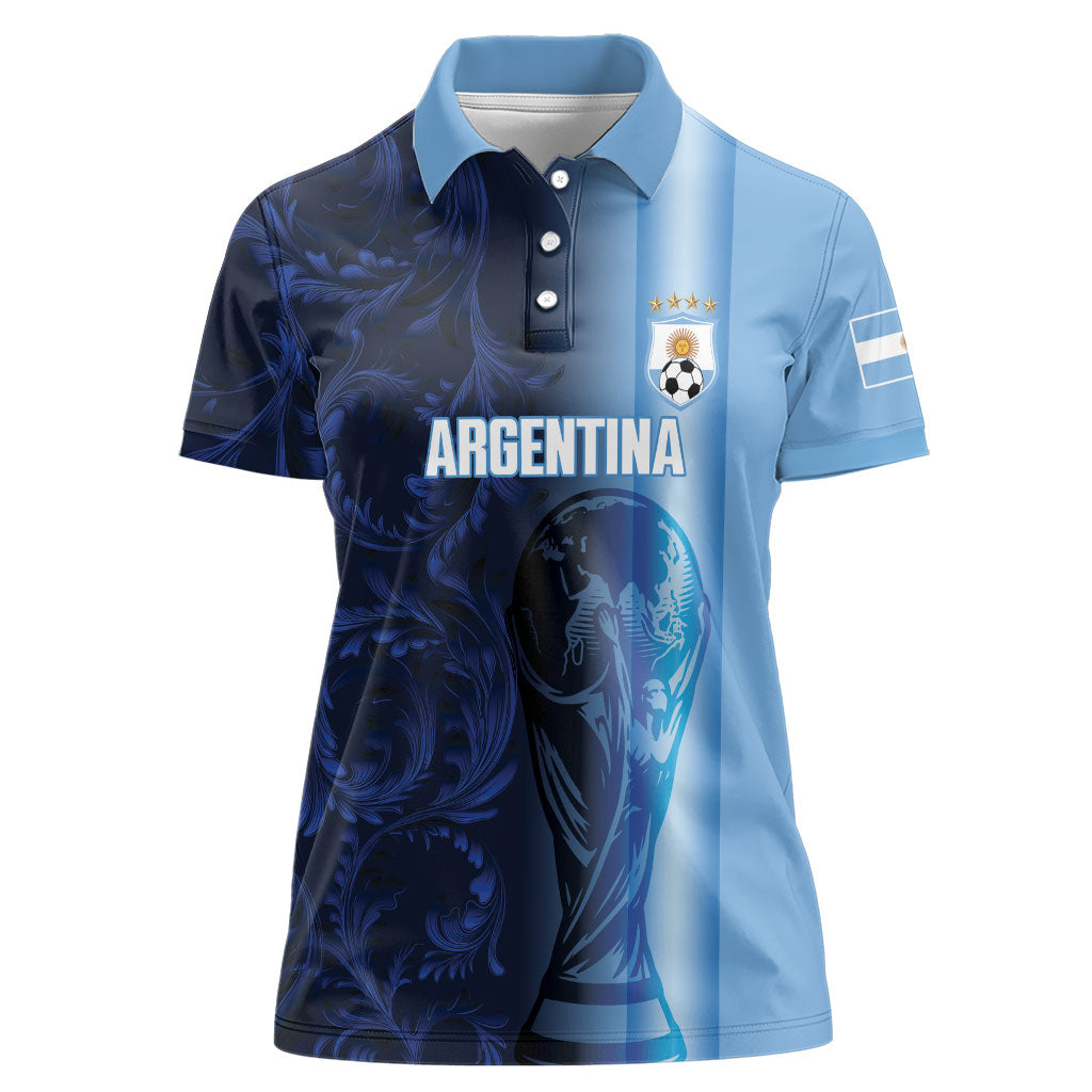 Custom Argentina World Football 2026 Women Polo Shirt La Albiceleste 4th Champion Proud