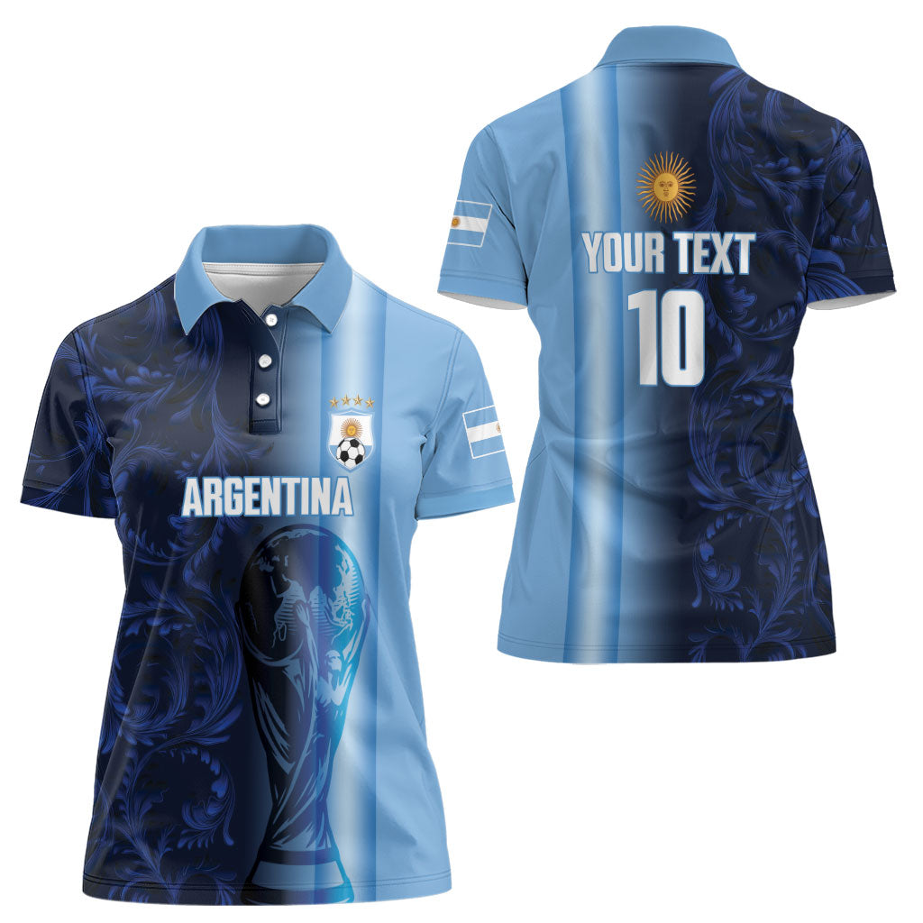 Custom Argentina World Football 2026 Women Polo Shirt La Albiceleste 4th Champion Proud
