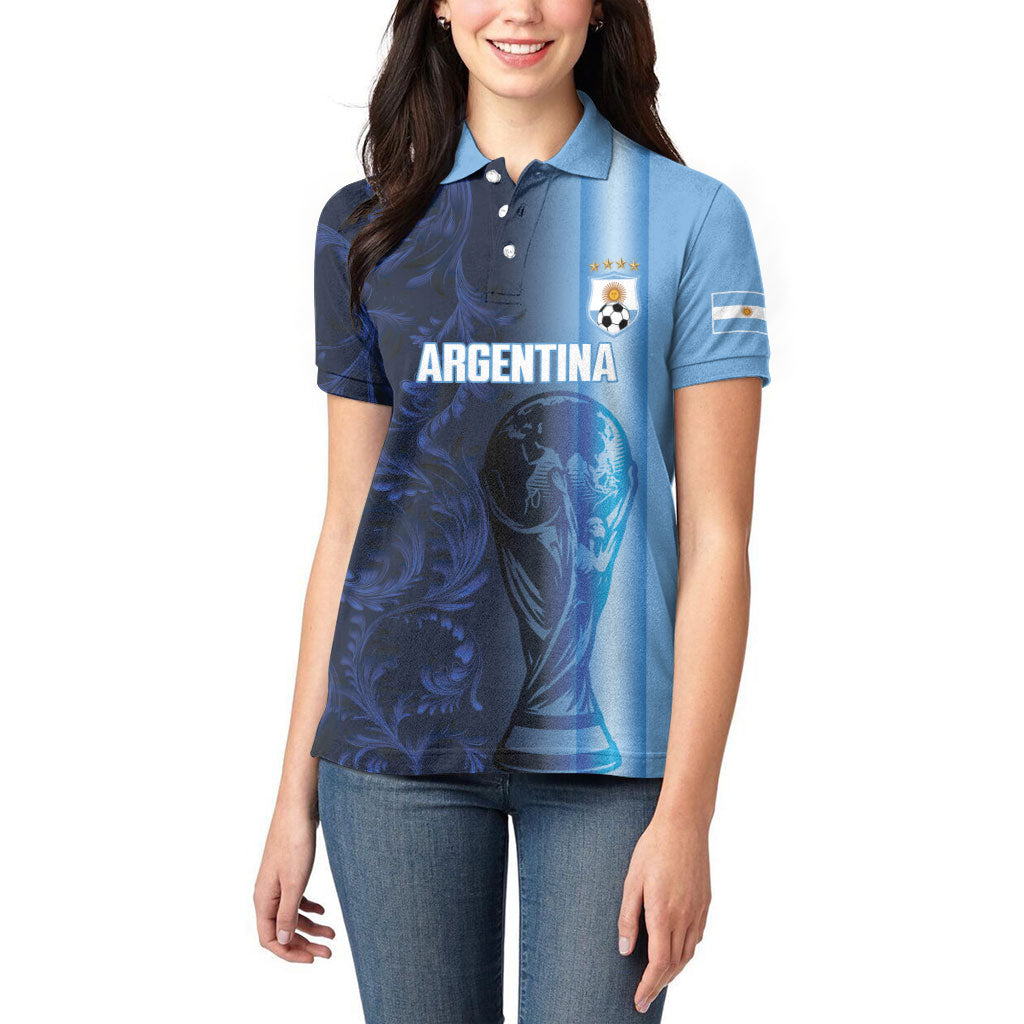 Custom Argentina World Football 2026 Women Polo Shirt La Albiceleste 4th Champion Proud