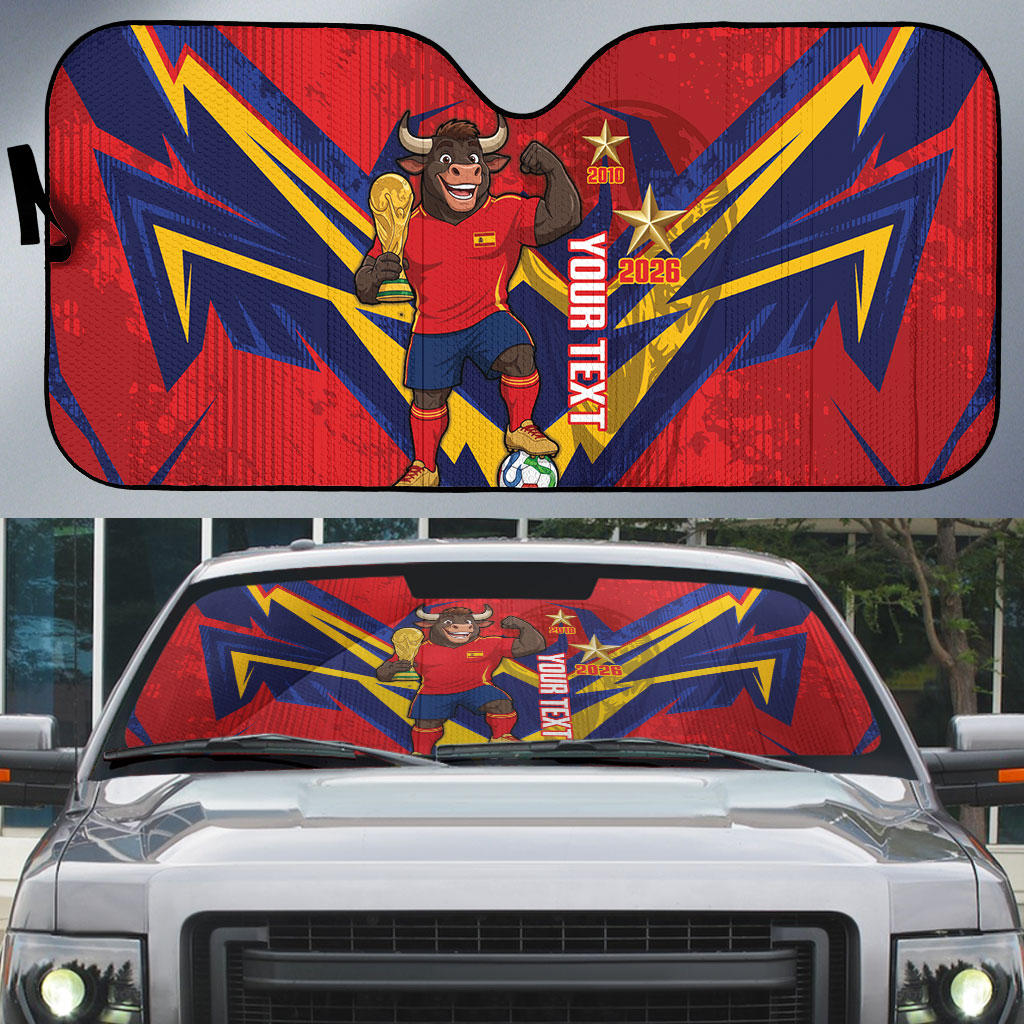 Custom Spain World Football 2026 Auto Sun Shade La Roja 2nd Champion Proud
