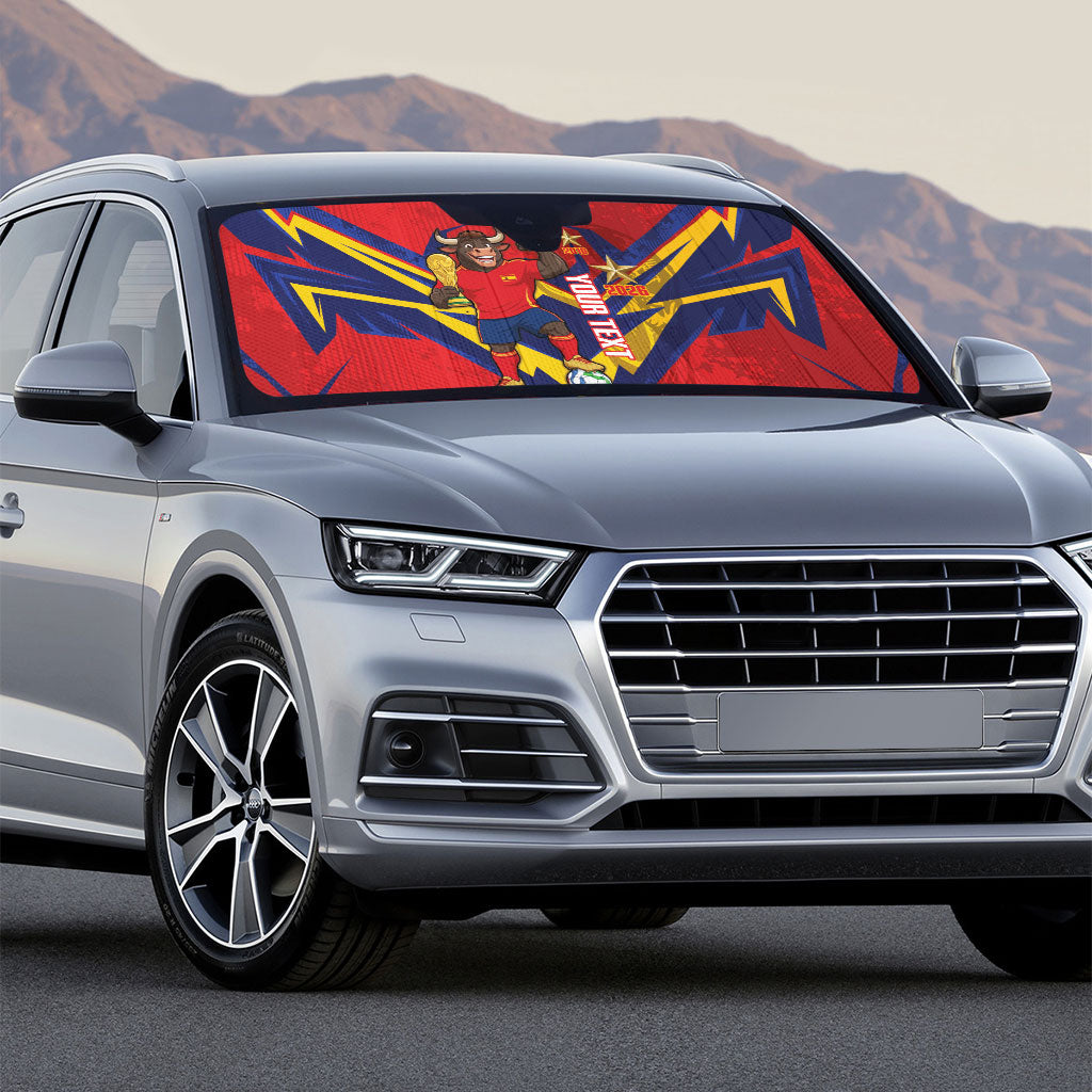 Custom Spain World Football 2026 Auto Sun Shade La Roja 2nd Champion Proud