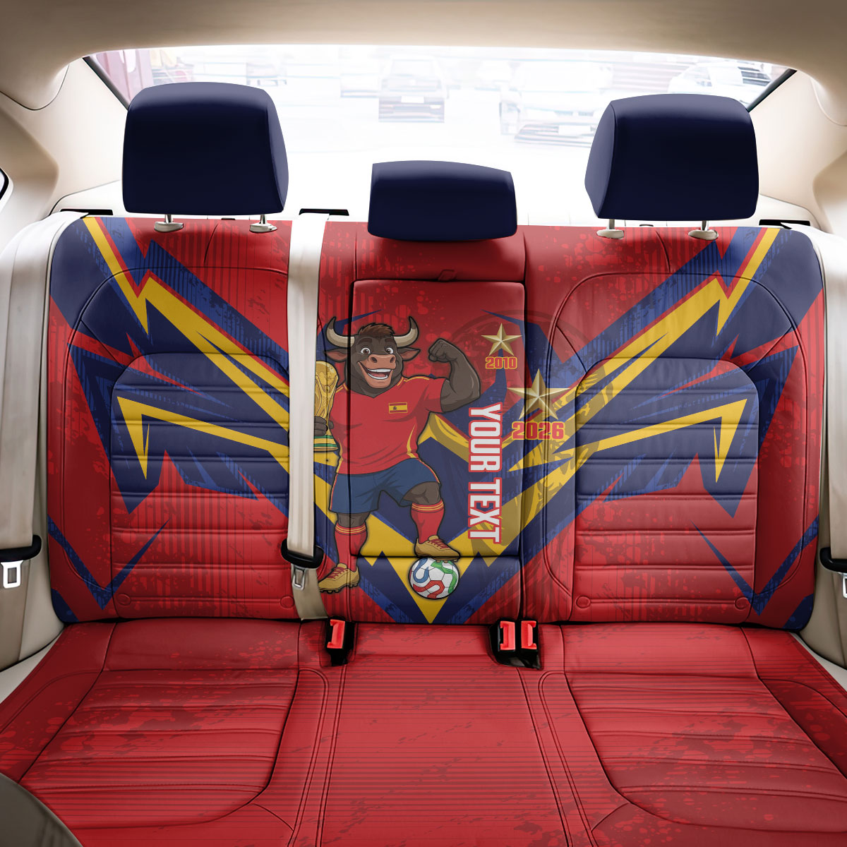 Custom Spain World Football 2026 Back Car Seat Cover La Roja 2nd Champion Proud