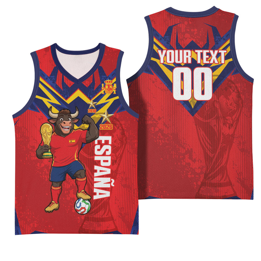 Custom Spain World Football 2026 Basketball Jersey La Roja 2nd Champion Proud