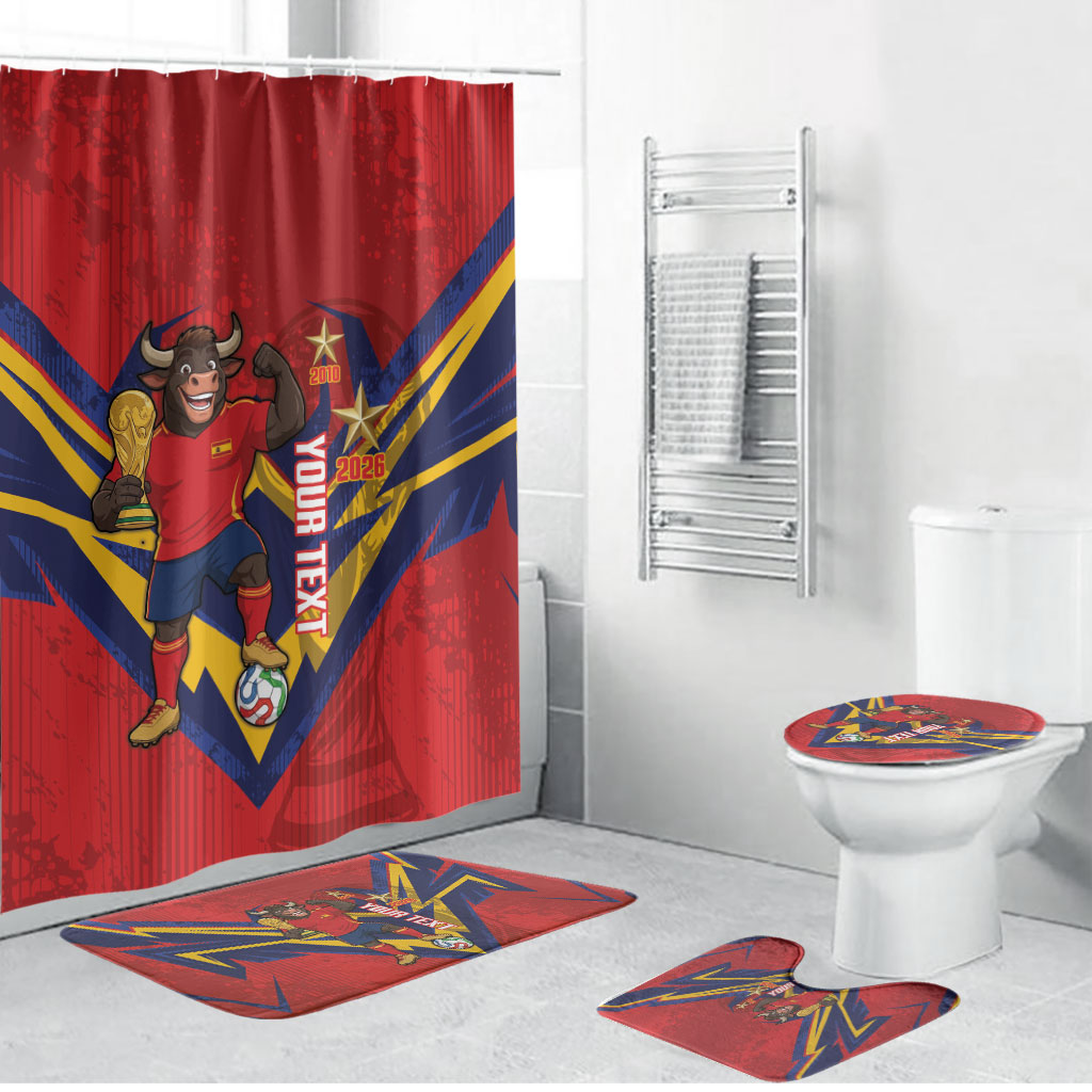 Custom Spain World Football 2026 Bathroom Set La Roja 2nd Champion Proud
