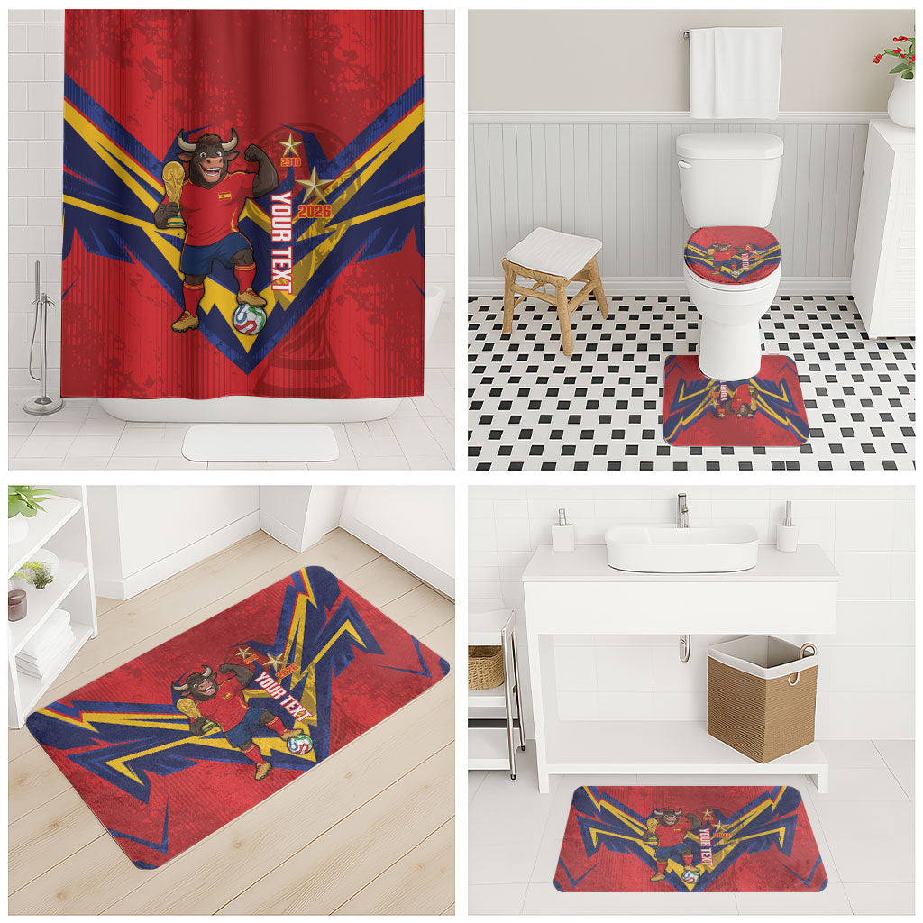 Custom Spain World Football 2026 Bathroom Set La Roja 2nd Champion Proud