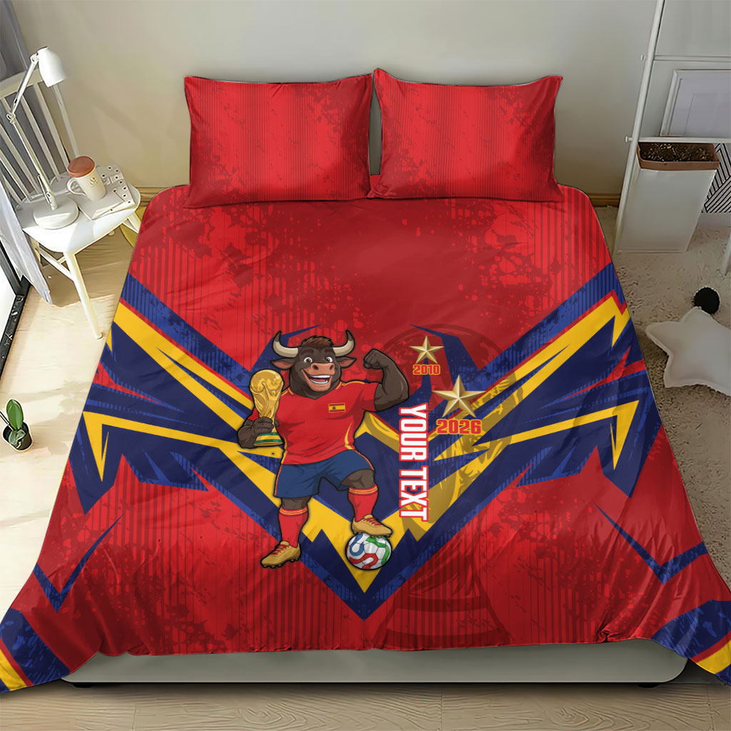 Custom Spain World Football 2026 Bedding Set La Roja 2nd Champion Proud