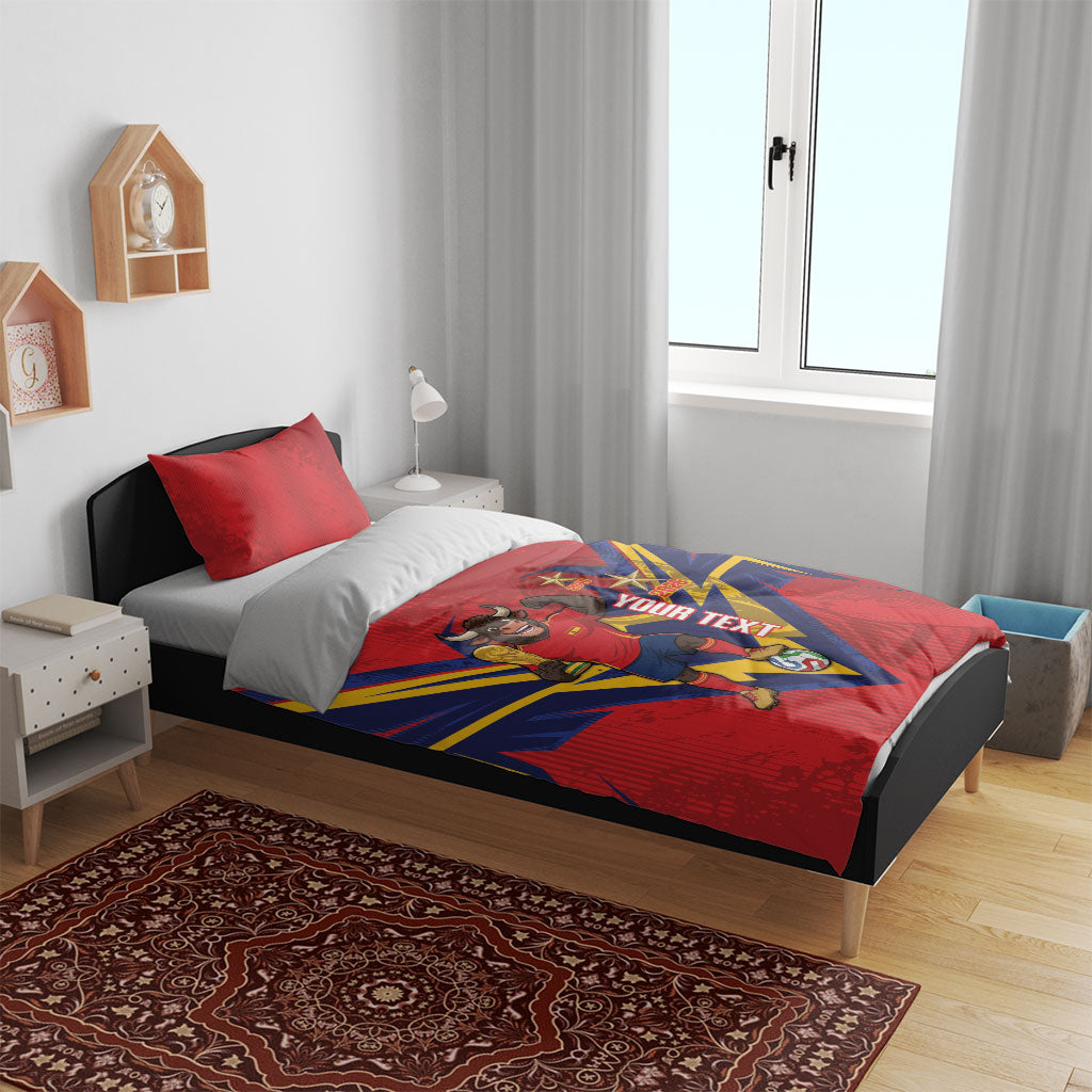 Custom Spain World Football 2026 Bedding Set La Roja 2nd Champion Proud