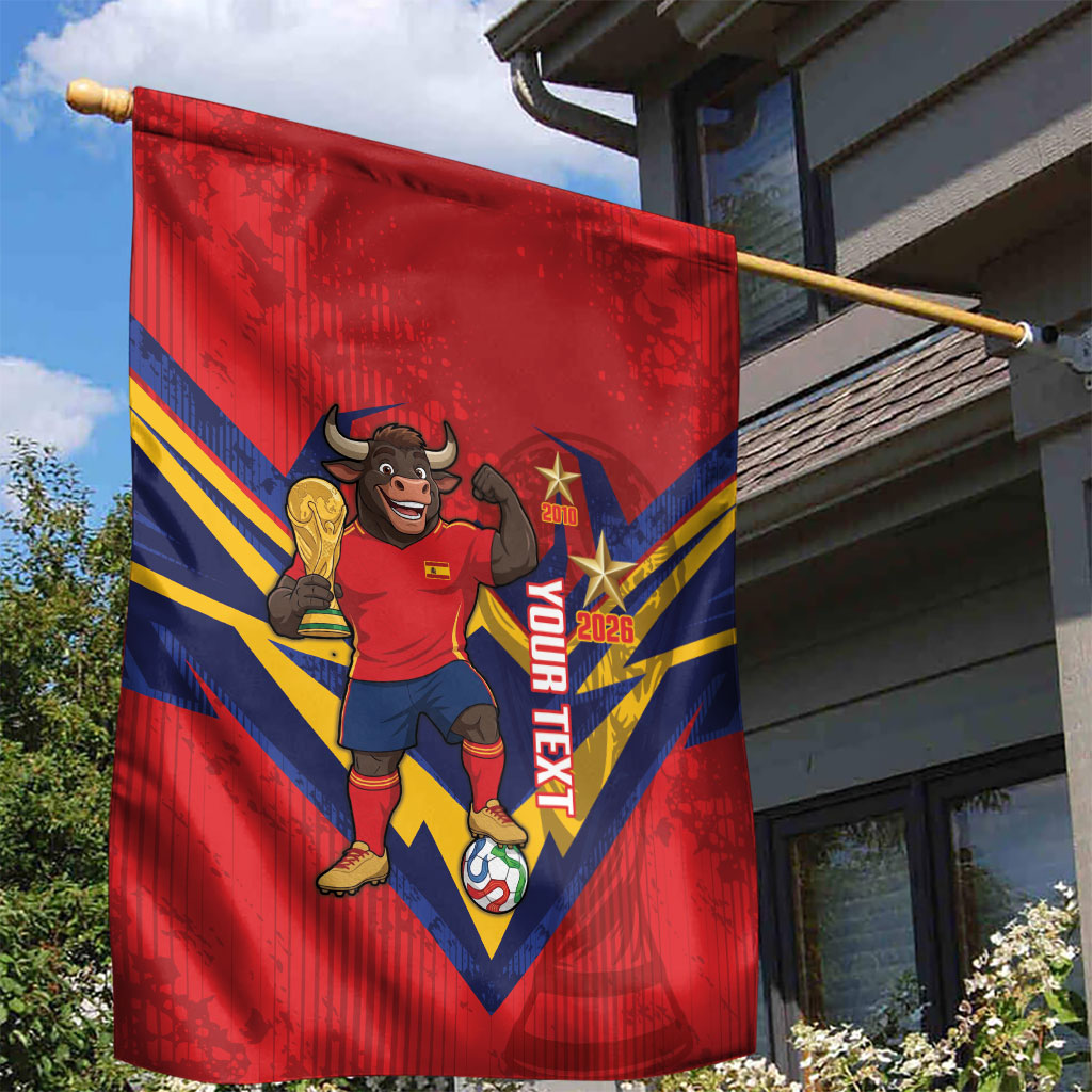 Custom Spain World Football 2026 Garden Flag La Roja 2nd Champion Proud