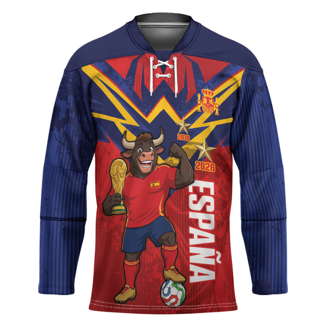 Custom Spain World Football 2026 Hockey Jersey La Roja 2nd Champion Proud