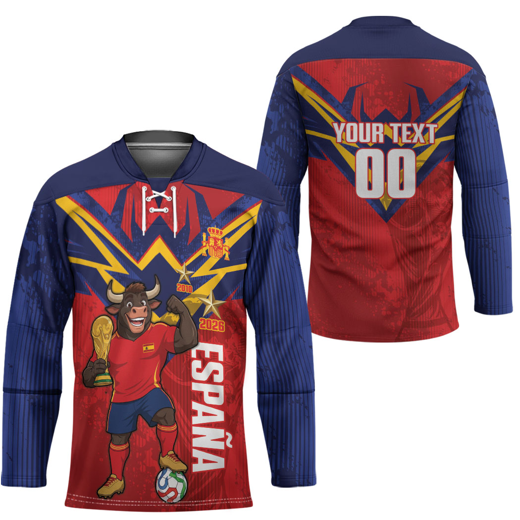 Custom Spain World Football 2026 Hockey Jersey La Roja 2nd Champion Proud