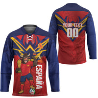 Custom Spain World Football 2026 Hockey Jersey La Roja 2nd Champion Proud