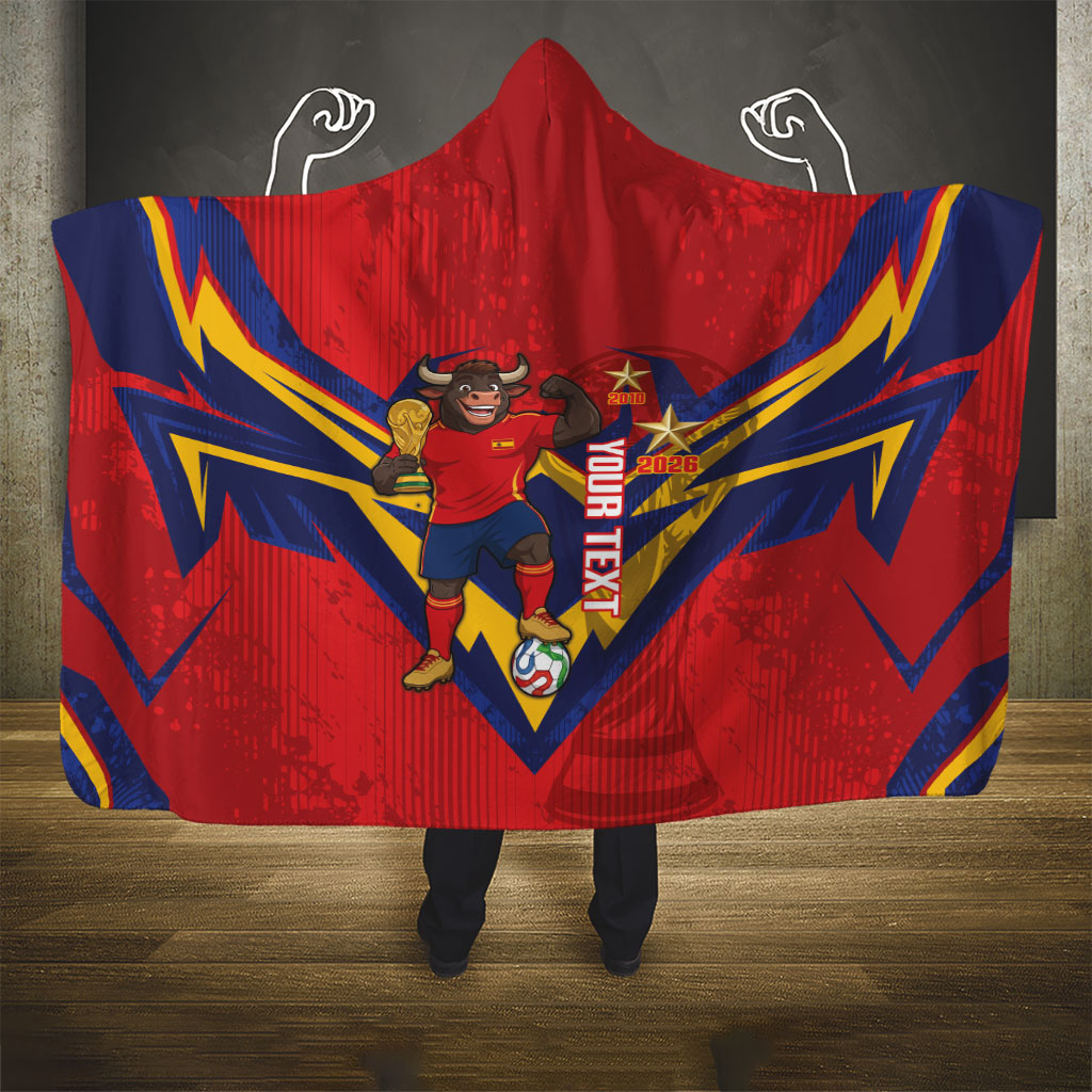 Custom Spain World Football 2026 Hooded Blanket La Roja 2nd Champion Proud