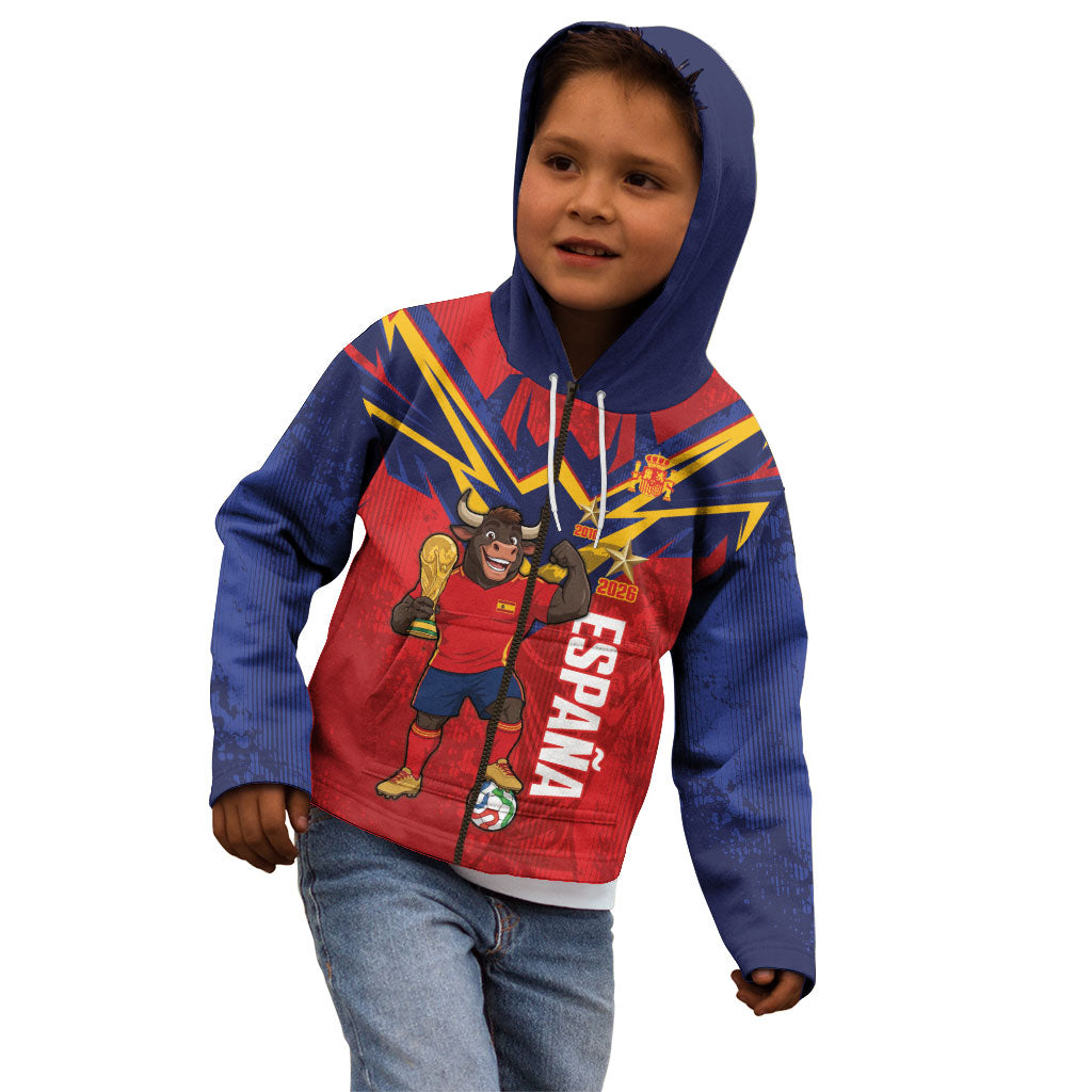 Custom Spain World Football 2026 Kid Hoodie La Roja 2nd Champion Proud