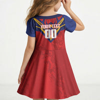 Custom Spain World Football 2026 Kid Short Sleeve Dress La Roja 2nd Champion Proud
