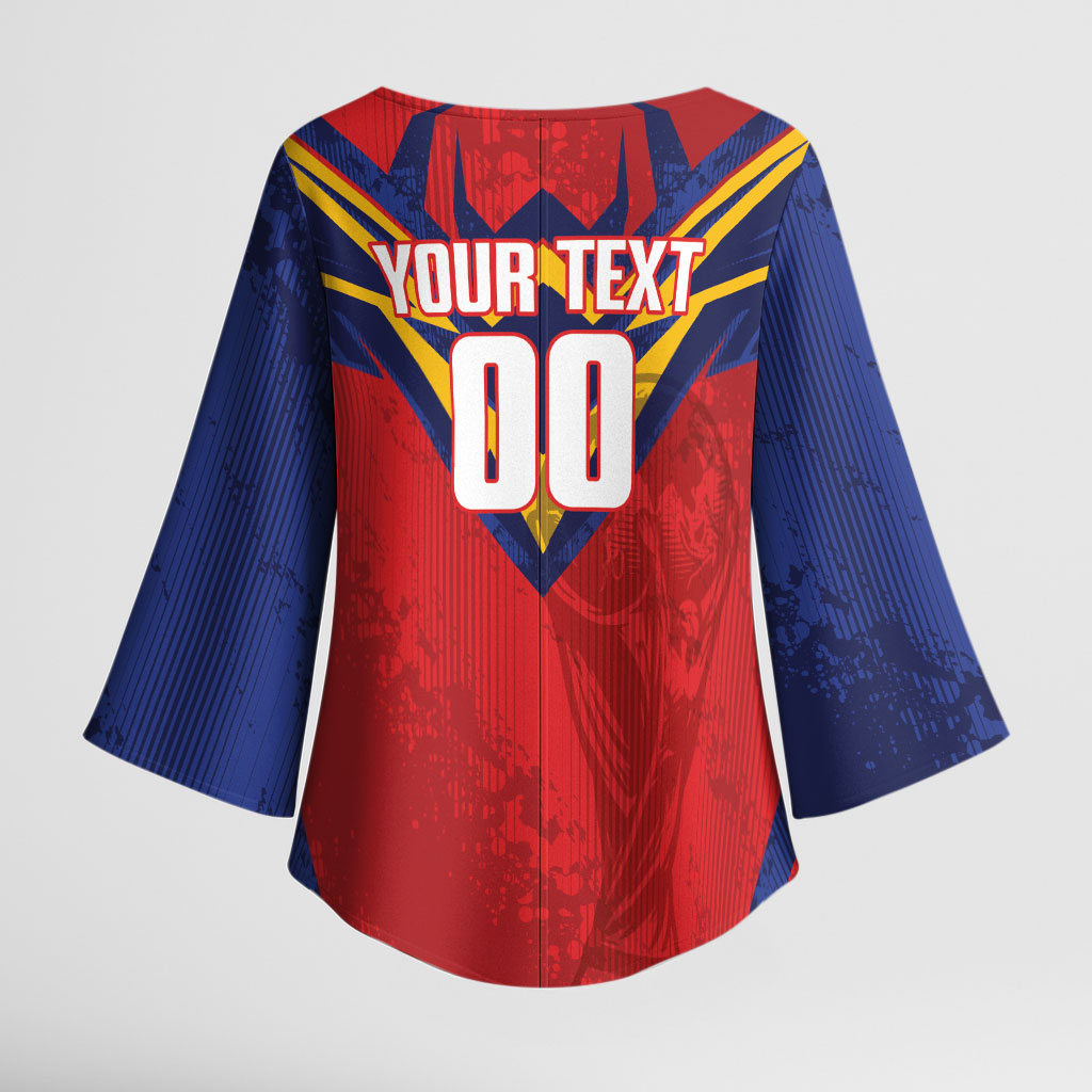Custom Spain World Football 2026 Kimono Sleeve Blouse La Roja 2nd Champion Proud