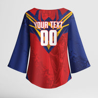 Custom Spain World Football 2026 Kimono Sleeve Blouse La Roja 2nd Champion Proud