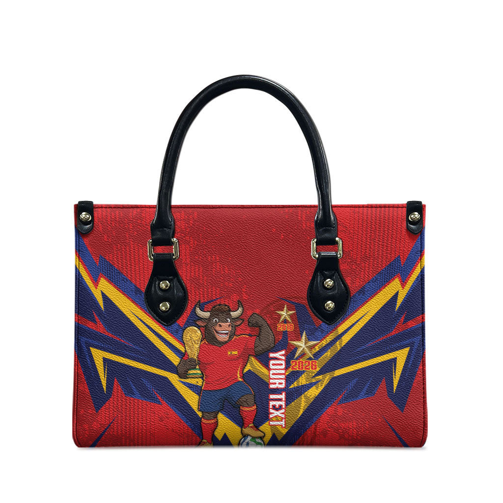 Custom Spain World Football 2026 Leather Bag La Roja 2nd Champion Proud