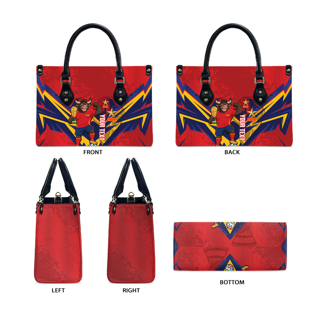 Custom Spain World Football 2026 Leather Bag La Roja 2nd Champion Proud
